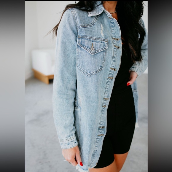 VEVERET Jean Jacket Button Down Western Distressed Women Size Small - Picture 2 of 12